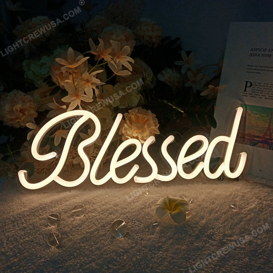 Blessed Neon Signs LED Neon Light Up Sign Clear Acrylic