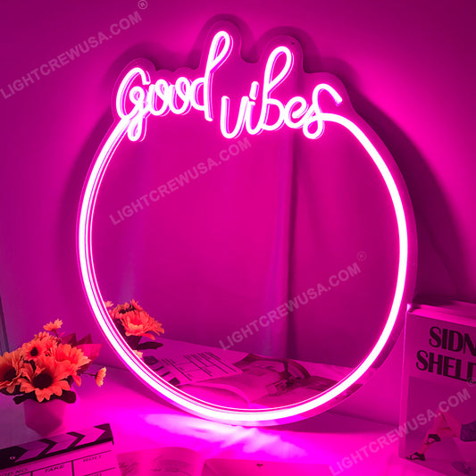 Good Vibes Espejo de neón Letrero de neón Led