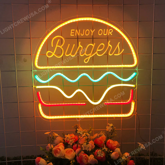 Tanda Neon Tanda Lampu Neon LED Burger