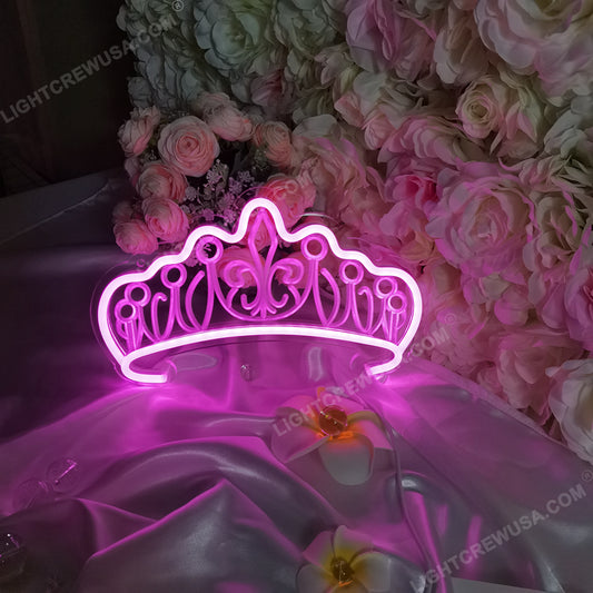 LED Crown Modeling Lights Neon Sign Wedding Birthday Pink