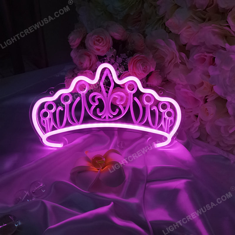 LED Crown Modeling Lights Neon Sign Wedding Birthday Pink