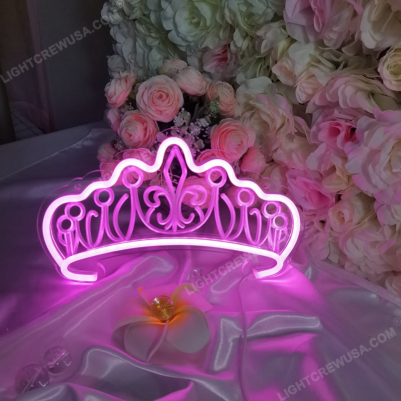 LED Crown Modeling Lights Neon Sign Wedding Birthday Pink