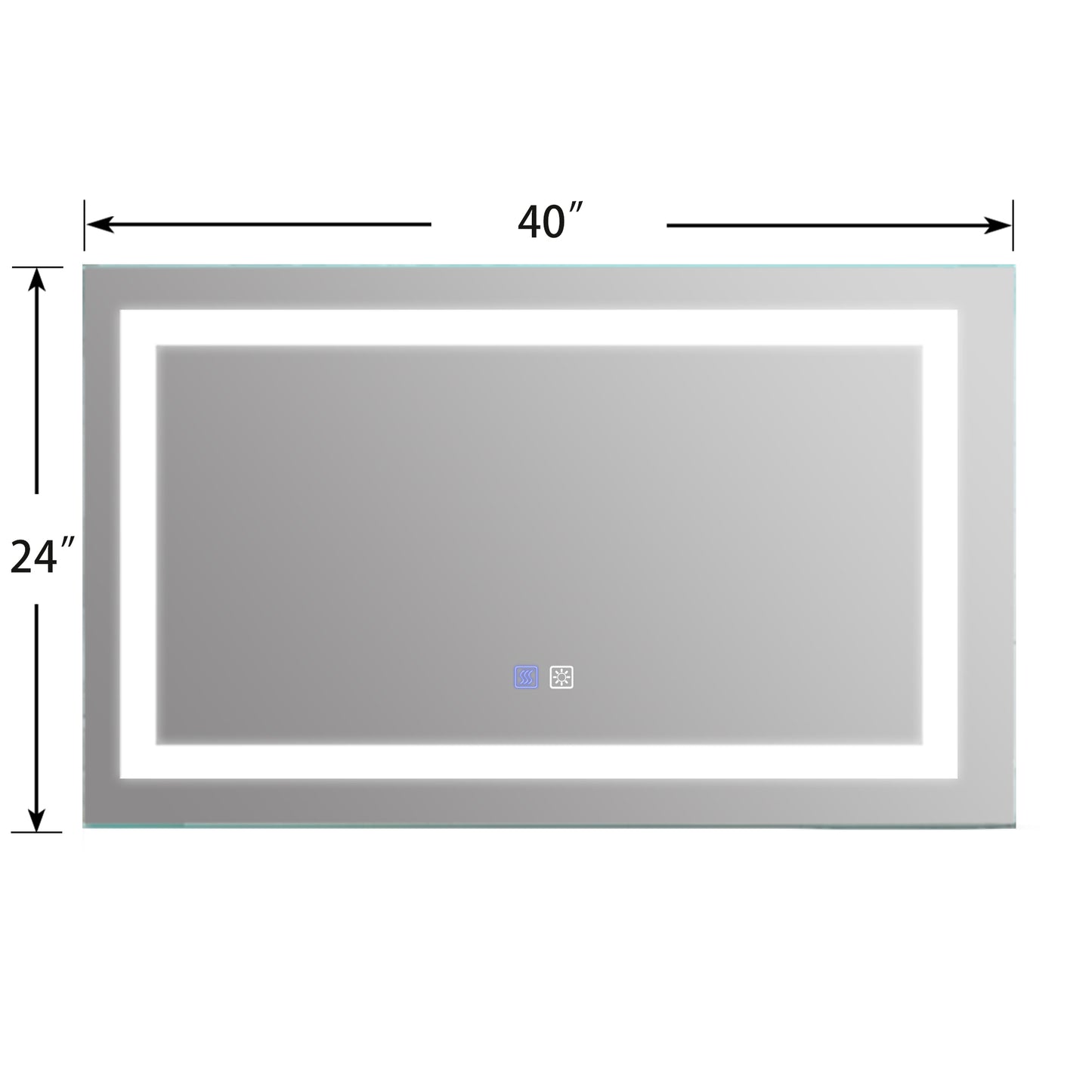 Espejo de tocador de baño LED sin marco, rectangular, blanco: pequeño, regulable, antivaho