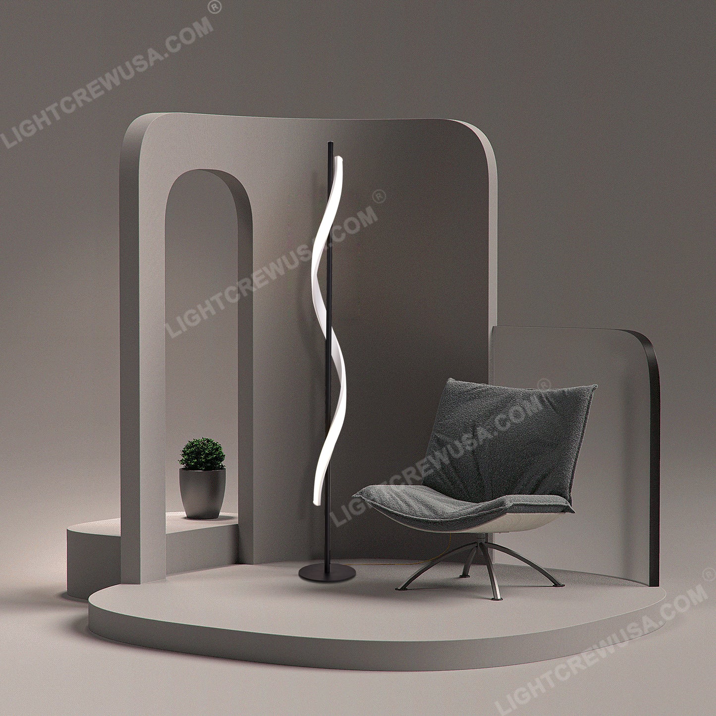 LAMPU LANTAI LED MODERN CURVE STAND