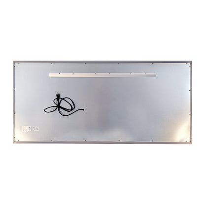 Elegante espejo de tocador de baño de pared regulable LED sin marco plateado con reloj